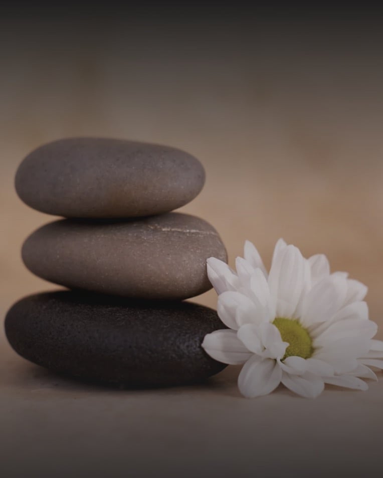 Classical Five-Element Acupuncture, stones and flower